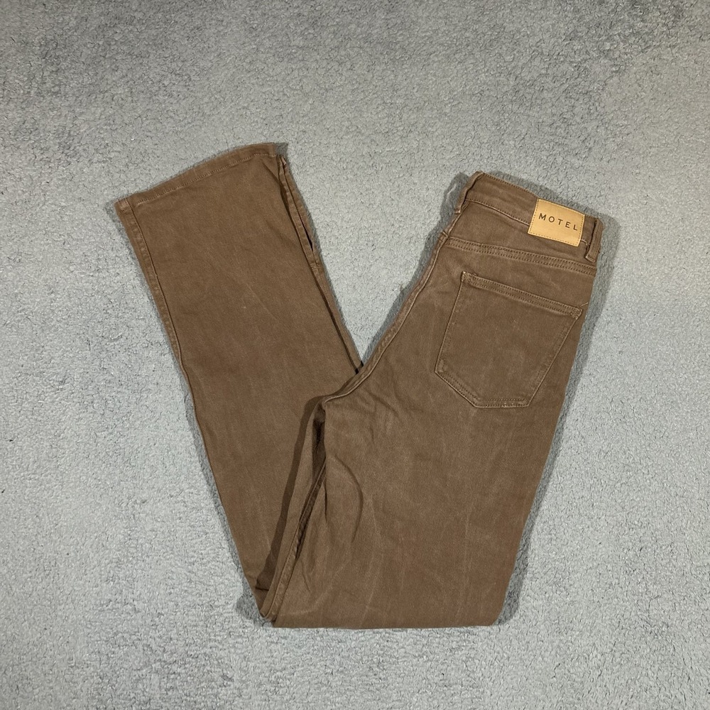 Motel Womens Small High-Waisted Straight-Leg Brown Denim Jeans Cotton #3740